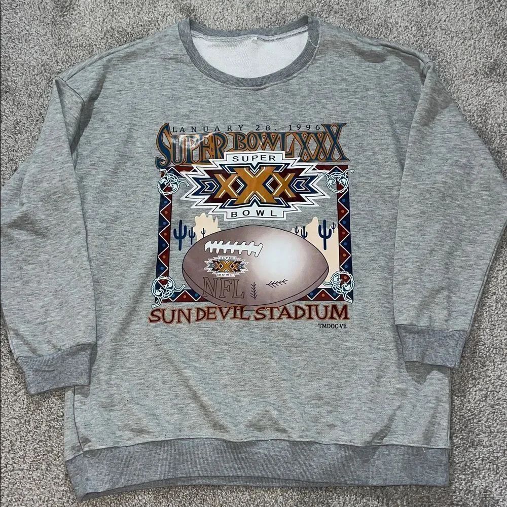 Vtg 90s 1996 Super Bowl XXX Gray crewneck Sweatshirt Dallas Cowboys XL Men’s